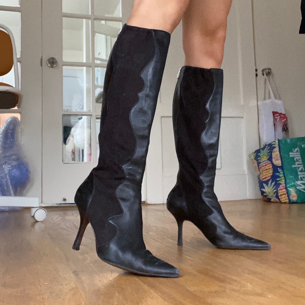 Anne Klein leather/suede pointed toe boot